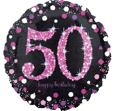 18" Anagram Holographic Pink 50th Birthday Foil Balloon - Everything Party