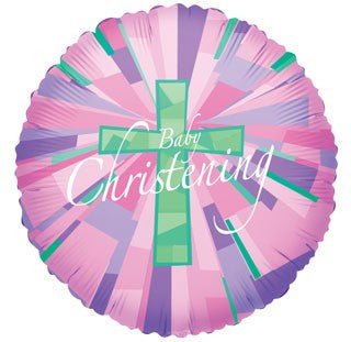 18" Baby Christening pink holographic Foil - Everything Party
