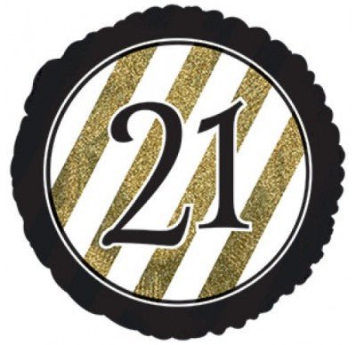 18" Black & Gold Glitter 21st Birthday Foil Balloon - Everything Party