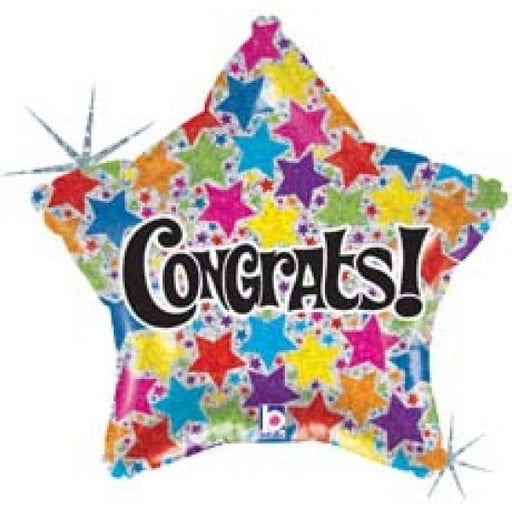 18" Congratulations Holographic Star Shape Foil Balloon - Everything Party
