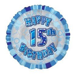 18" Happy 15th Birthday Foil Balloon - Blue - Everything Party