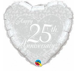 18" Happy 25th Anniversary Heart Shape Foil Balloon - Everything Party