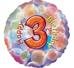 18" Happy 3rd Birthday Foil Balloon - Everything Party