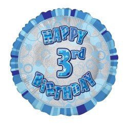 18" Happy 3rd Birthday Foil Balloon - Blue - Everything Party
