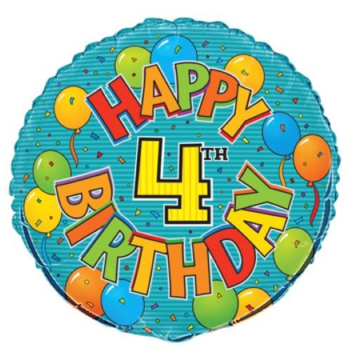 18" Happy 4th Birthday Foil Balloon - Everything Party