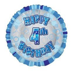 18" Happy 4th Birthday Foil Balloon - Blue - Everything Party