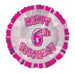 18" Happy 6th Birthday Foil Balloon - Pink - Everything Party