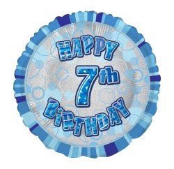 18" Happy 7th Birthday Foil Balloon - Blue - Everything Party