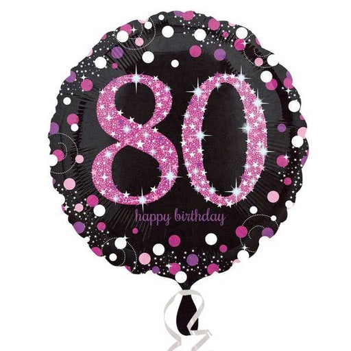 18" Happy 80th Birthday Holographic Pink Foil Balloon - Everything Party