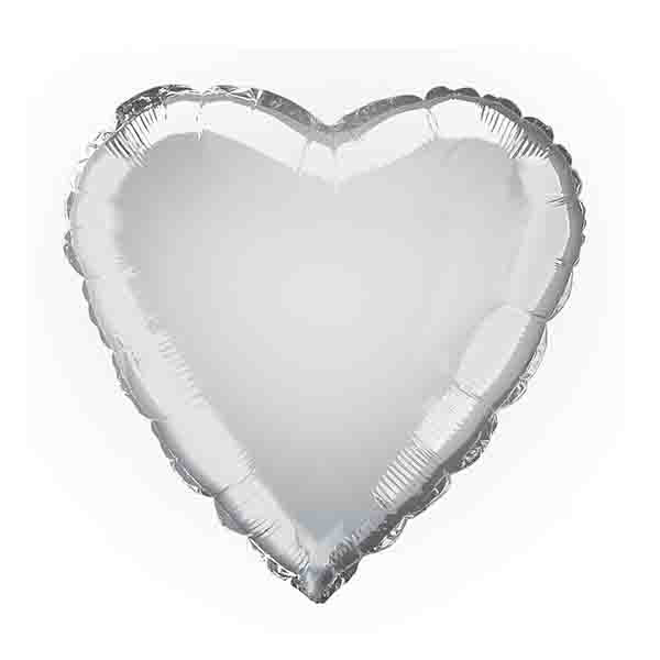 18" Heart Shape Foil Balloon - Silver - Everything Party