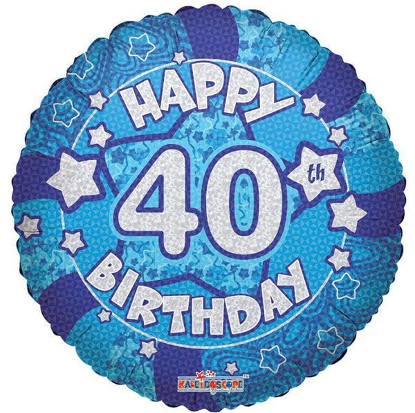 18" Holographic Blue 40th Birthday Foil Balloon - Everything Party