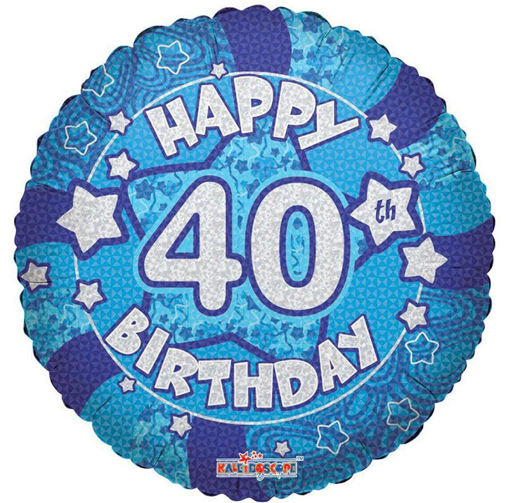 18" Holographic Blue 40th Birthday Foil Balloon - Everything Party