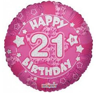 18" Holographic Pink 21st Birthday Foil Balloon - Everything Party