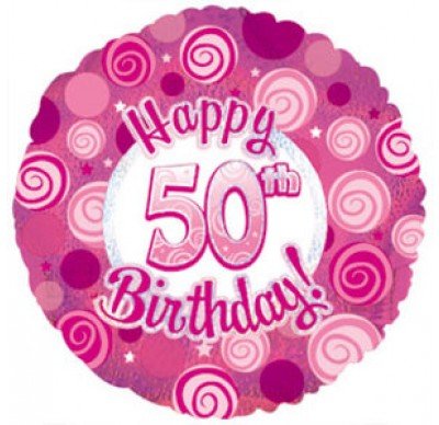 18" Holographic Pink 50th Birthday Foil Balloon - Everything Party