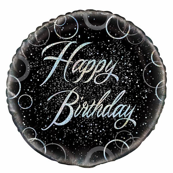 18" Holographic Silver Happy Birthday Foil Balloon - Everything Party