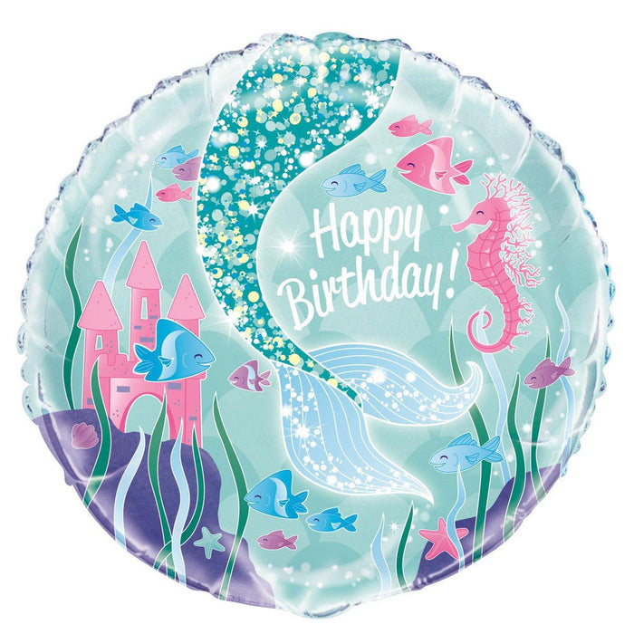 18" Mermaid Theme Happy Birthday Foil Balloon - Everything Party