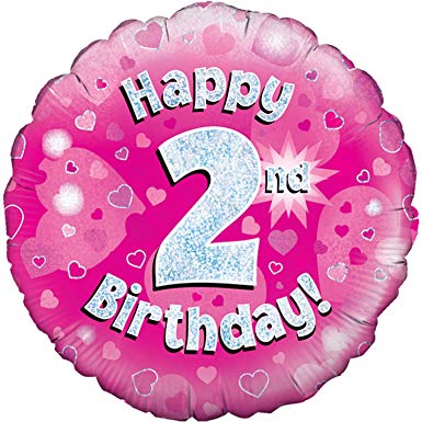 18" Oaktree 2nd Birthday Holographic Pink Foil Balloon - Everything Party