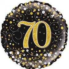 18" Oaktree 70th Birthday Holographic Gold & Silver Dots Foil Balloon - Everything Party
