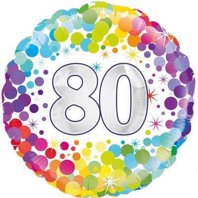 18" Oaktree Happy 80th Birthday Colourful Confetti Foil Balloon - Everything Party