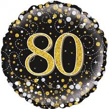 18" Oaktree Happy 80th Birthday Holographic Gold & Silver Dots Foil Balloon - Everything Party