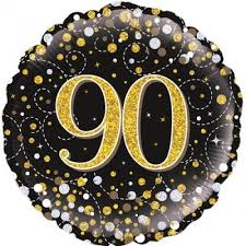 18" Oaktree Happy 90th Birthday Holographic Gold & Silver Dots Foil Balloon - Everything Party