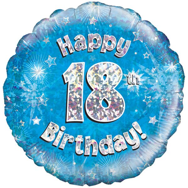 18" Oaktree Holographic Blue 18th Birthday Foil Balloon - Everything Party