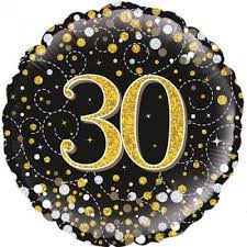 18" Oaktree Holographic Gold & Silver Dots 30th Birthday Foil Balloon - Everything Party