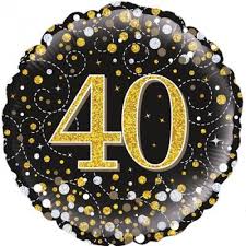 18" Oaktree Holographic Gold & Silver Dots 40th Birthday Foil Balloon - Everything Party