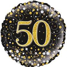 18" Oaktree Holographic Gold & Silver Dots 50th Birthday Foil Balloon - Everything Party