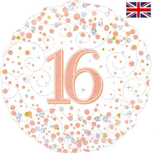 18" Oaktree Holographic Rose Gold 16th Birthday Foil Balloon - Everything Party