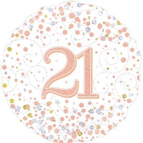 18" Oaktree Holographic Rose Gold 21st Birthday Foil Balloon - Everything Party