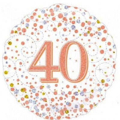 18" Oaktree Holographic Rose Gold 40th Birthday Foil Balloon - Everything Party