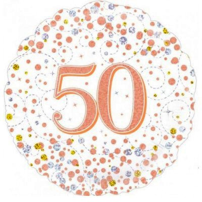 18" Oaktree Holographic Rose Gold 50th Birthday Foil Balloon - Everything Party