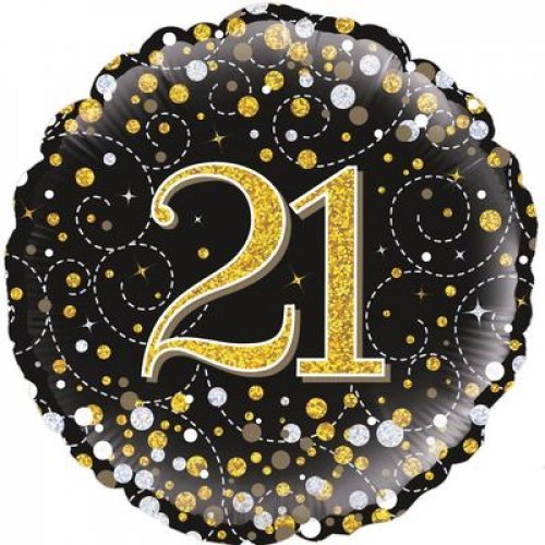 18" Oaktree Printed Black & Gold 21st Birthday Foil Balloon - Everything Party