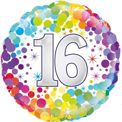 18" Oaktree Rainbow Confetti 16th Birthday Foil Balloon - Everything Party