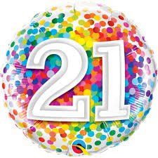 18" Oaktree Rainbow Confetti 21st Birthday Foil Balloon - Everything Party