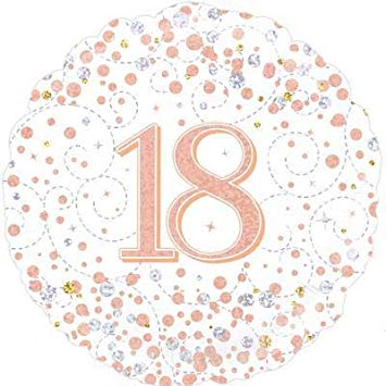 18" Okatree 18th Birthday Holographic Rose Gold Foil Balloon - Everything Party