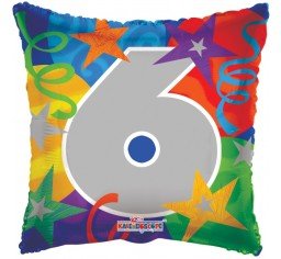18" Pillow Shape No.6 Foil Balloon - Everything Party