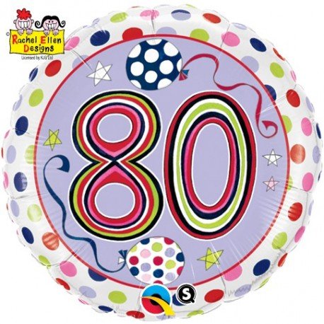 18" Qualaex Happy 80th Birthday Rachel Ellen Designs Foil Balloon - Everything Party