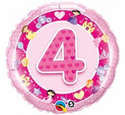 18" Qualatex 4th Birthday Pink Princess Foil Balloon - Everything Party
