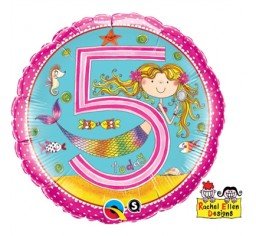 18" Qualatex 5th Birthday Mermaid Foil Balloon - Everything Party