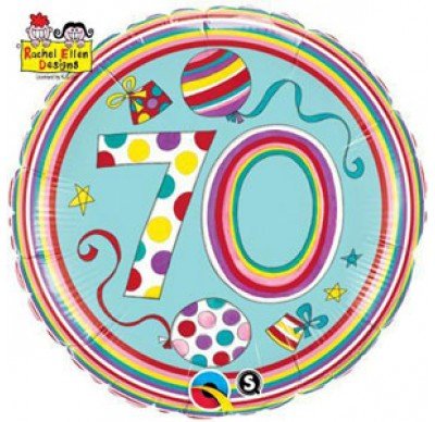 18" Qualatex 70th Birthday Rachel Ellen Design Foil Balloon - Everything Party