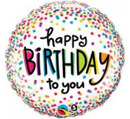 18" Qualatex Happy Birthday to You Dots Foil Balloon - Everything Party