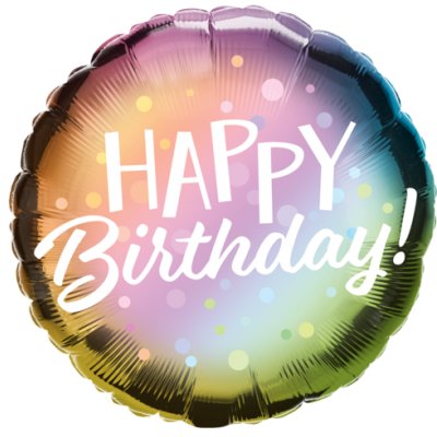 18" Qualatex Metallic Ombre & Dots Happy Birthday Foil Balloon - Everything Party
