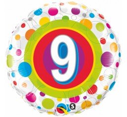 18" Qualatex No.9 Colourful Dots Foil Balloon - Everything Party