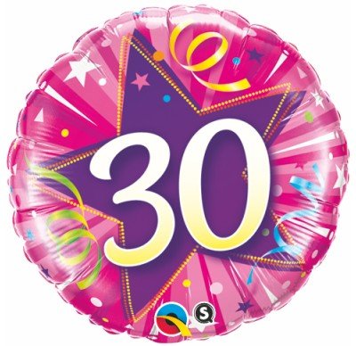 18" Qualatex Pink Shining Star 30th Birthday Foil Balloon - Everything Party