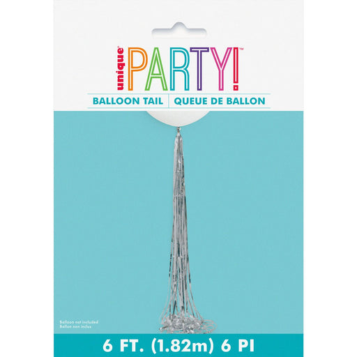 1.82m Foil Tassel Balloon Tail - Silver - Everything Party