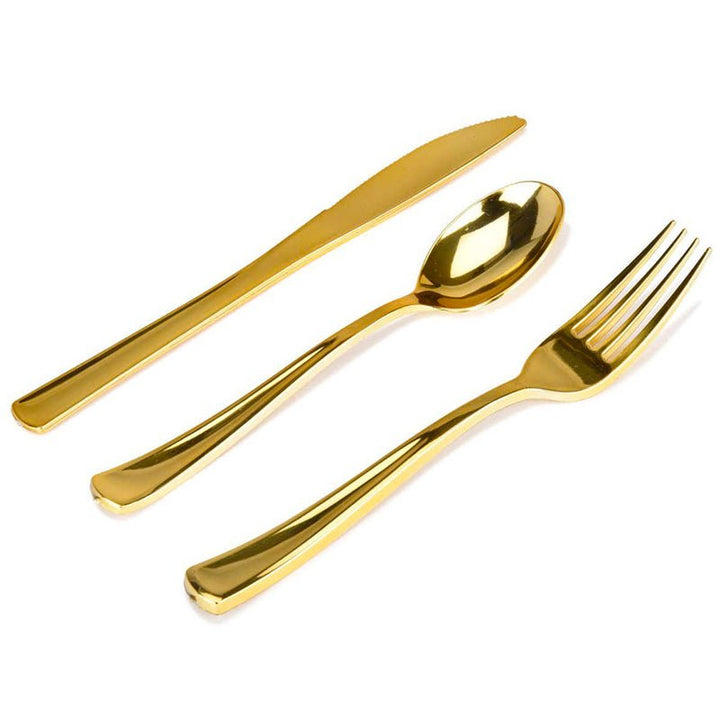 18pk Metallic Gold Assorted Plastic Cutlery - Everything Party