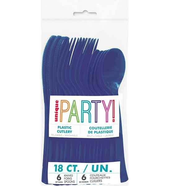 18pk Reusable Plastic Cutlery - Navy Blue - Everything Party