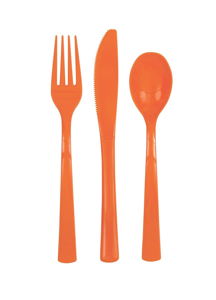 18pk Reusable Plastic Cutlery - Orange - Everything Party